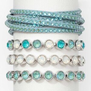 Touchstone Crystal Swarovski Glazed White Opal Ice Bracelet NIB Retired